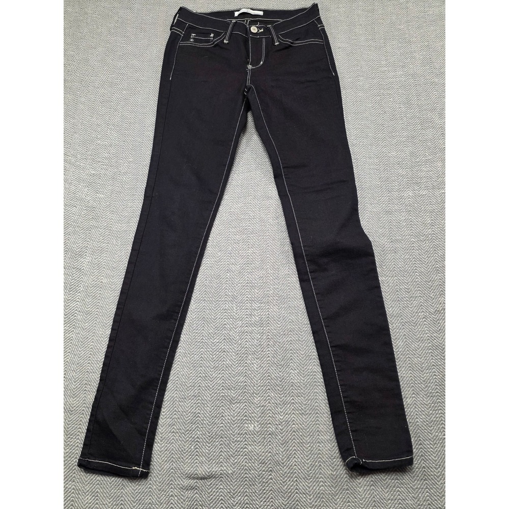 KanCan Jeans Womens Black Skinny‎ Jeans BK1101R White Stitch Size 25